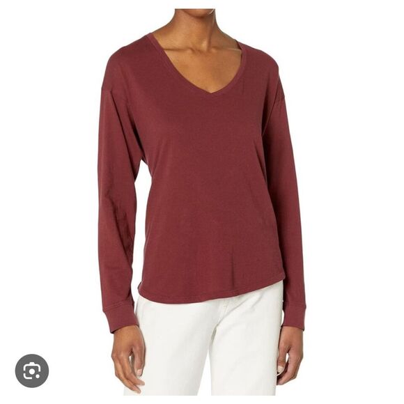 Madewell Dusty Burgundy Softfade Cotton Women T Shirt large NEW - Picture 2 of 7